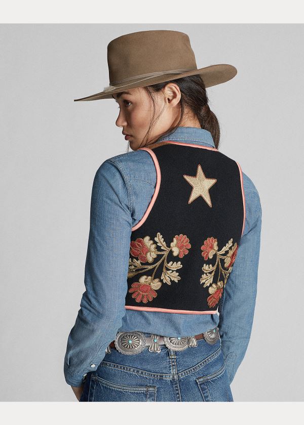 Ralph Lauren Floral Wool-Cashmere Vest Černé | fWujVNnJ