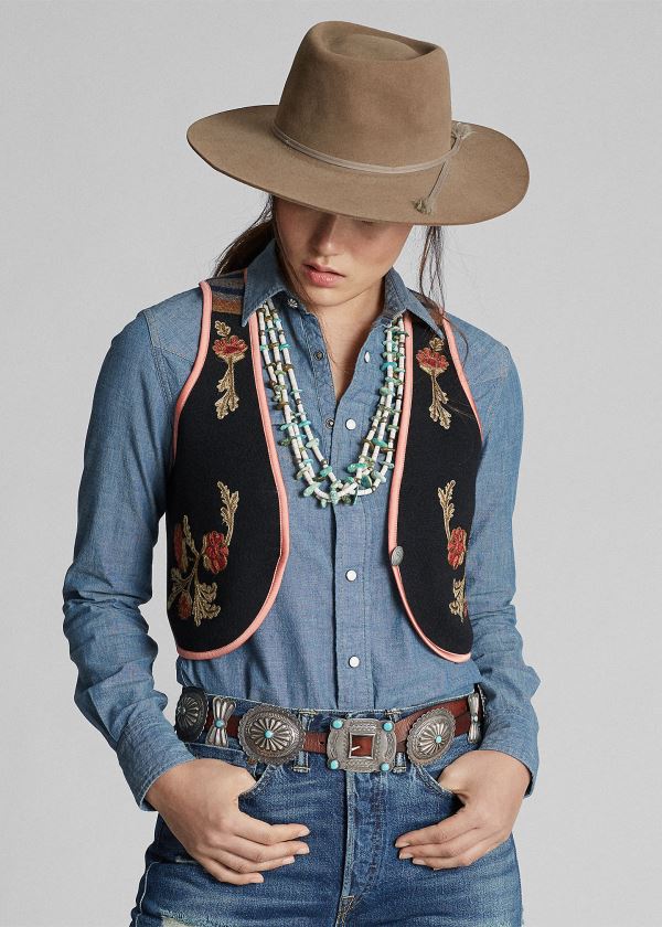 Ralph Lauren Floral Wool-Cashmere Vest Černé | fWujVNnJ