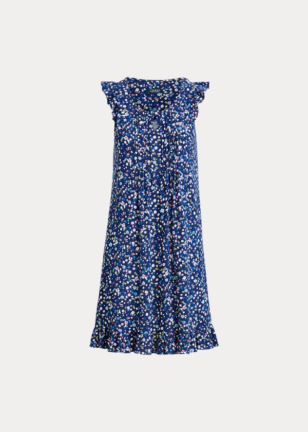 Ralph Lauren Flutter-Sleeve Nightgown Tmavě Blankyt Viacfarebný | pvIyvCsT