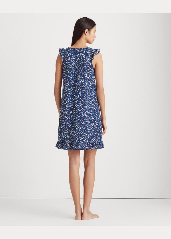 Ralph Lauren Flutter-Sleeve Nightgown Tmavě Blankyt Viacfarebný | pvIyvCsT