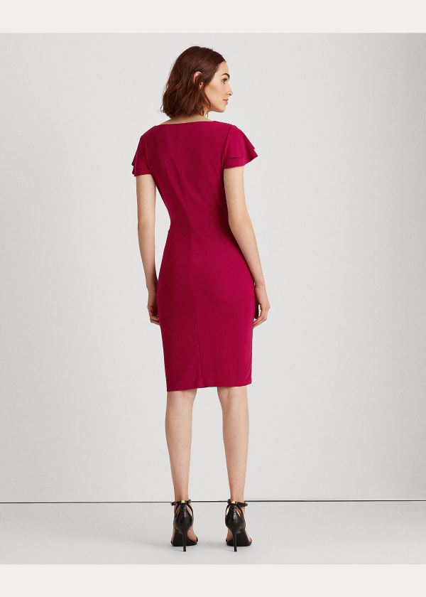Ralph Lauren Flutter-Sleeve Surplice Šaty Vínové | UeCGLFT8