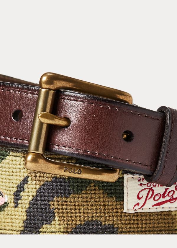 Ralph Lauren Fly-Fishing Needlepoint Belt Maskáčové Hnědé | TRSXMKKe