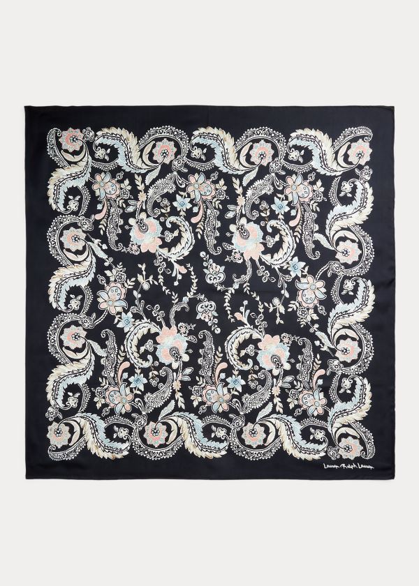 Ralph Lauren Frances Silk Twill Scarf Černé | HsyrozC4