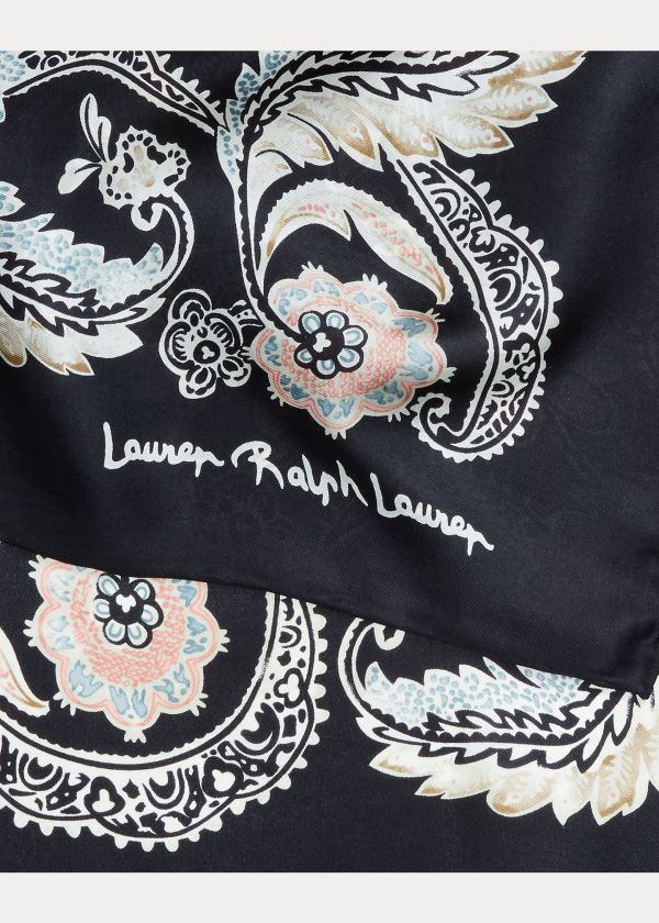 Ralph Lauren Frances Silk Twill Scarf Černé | HsyrozC4