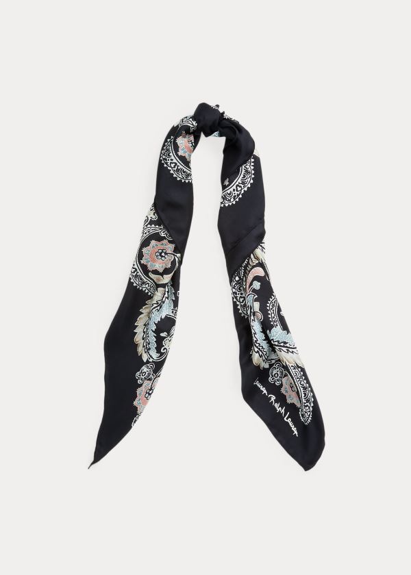 Ralph Lauren Frances Silk Twill Scarf Černé | HsyrozC4
