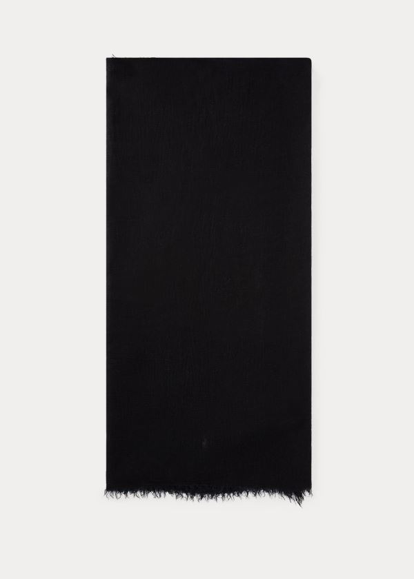 Ralph Lauren Frayed Scarf Černé | YRNAZbBE