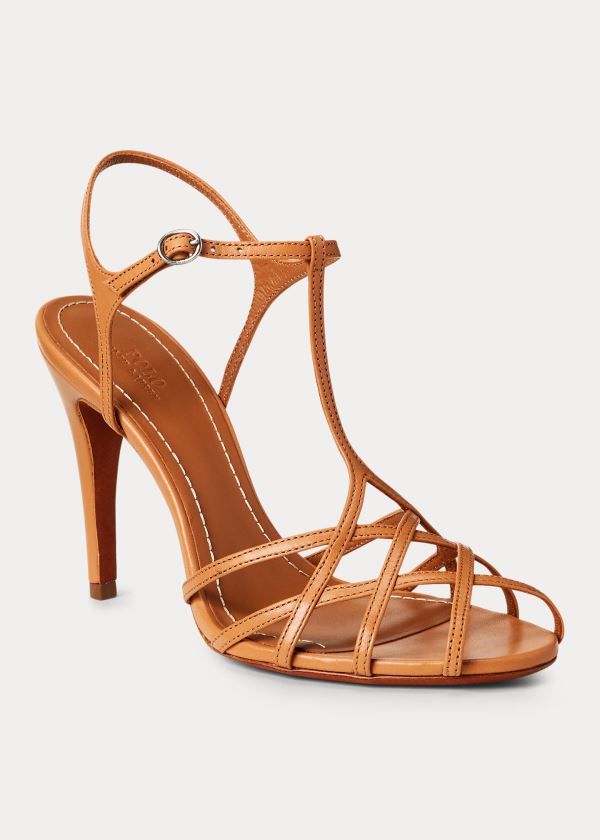 Ralph Lauren Freida Læder Sandal Hnědé | NVmfNYYQ