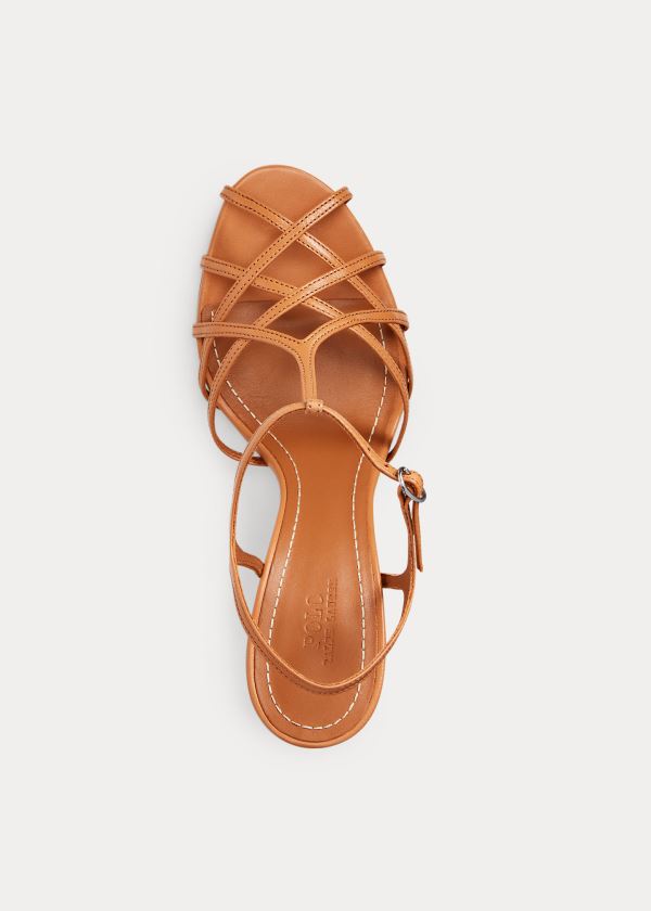 Ralph Lauren Freida Læder Sandal Hnědé | NVmfNYYQ