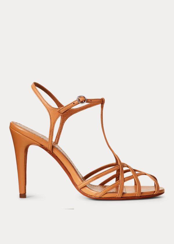 Ralph Lauren Freida Læder Sandal Hnědé | NVmfNYYQ