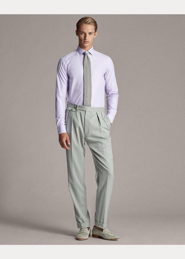 Ralph Lauren French Cuff End-on-End Shirt Fialové | YxbCdHIt