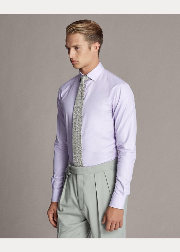 Ralph Lauren French Cuff End-on-End Shirt Fialové | YxbCdHIt