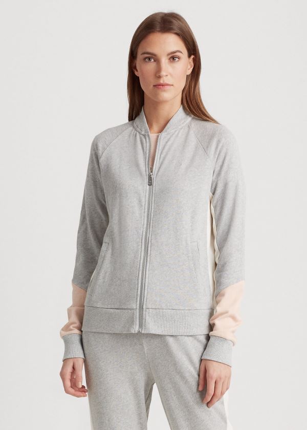 Ralph Lauren French Terry Bavlněné Jacket Šedé Růžové Krém | YKcMfEsg
