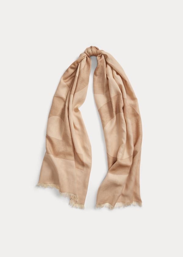 Ralph Lauren Fringe Bavlněné Scarf Béžový | CylojYcA