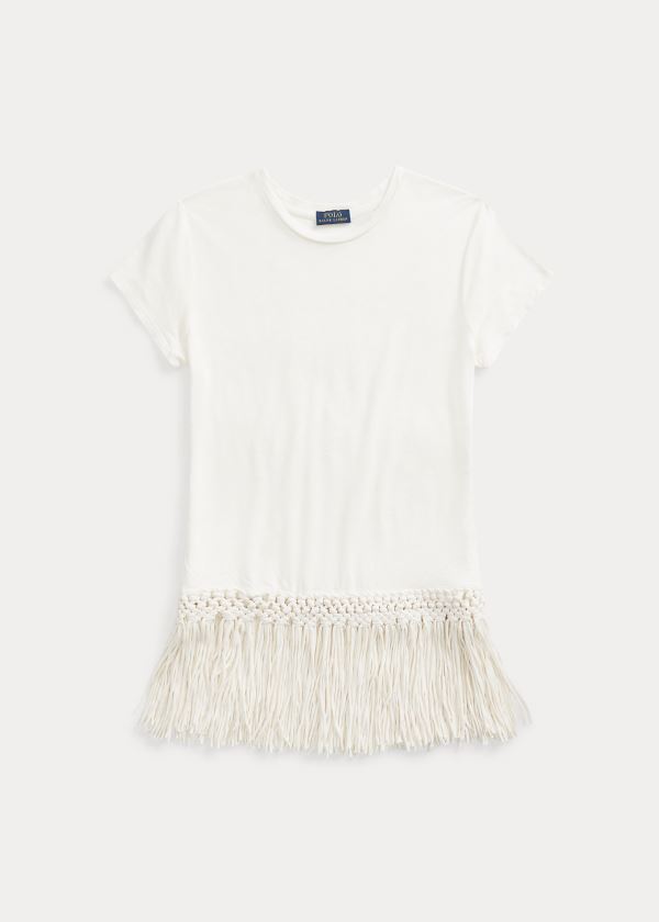 Ralph Lauren Fringe-Hem Tee Bílé | tix4zFEh