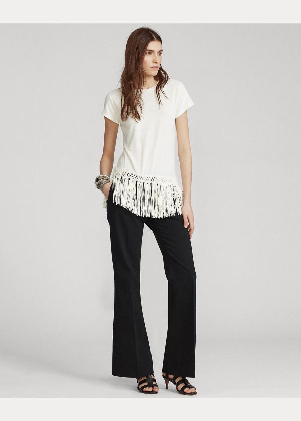 Ralph Lauren Fringe-Hem Tee Bílé | tix4zFEh
