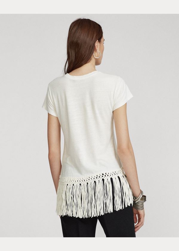 Ralph Lauren Fringe-Hem Tee Bílé | tix4zFEh