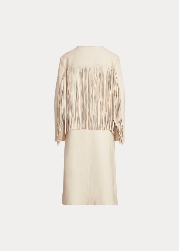 Ralph Lauren Fringe Lambskin Coat Krém | IZdFLzby