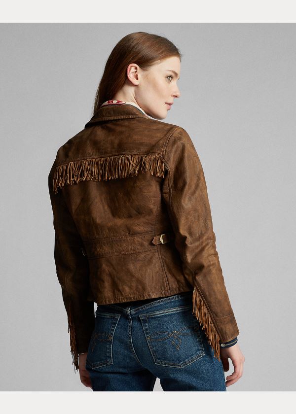 Ralph Lauren Fringe Læder Jacket Hnědé | iwZD56oF