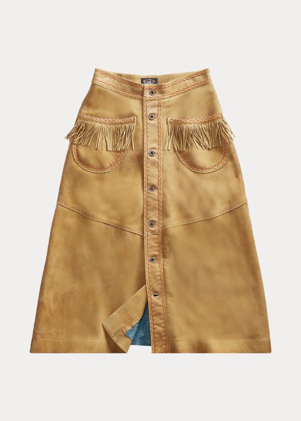 Ralph Lauren Fringe Semišové Skirt Hnědé | F3QnAt07