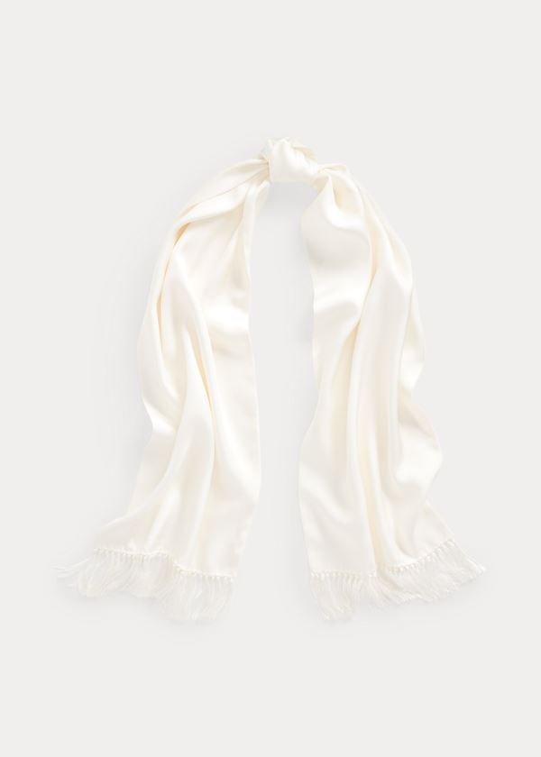 Ralph Lauren Fringe Silk Twill Scarf Béžový | BvKvkBKC