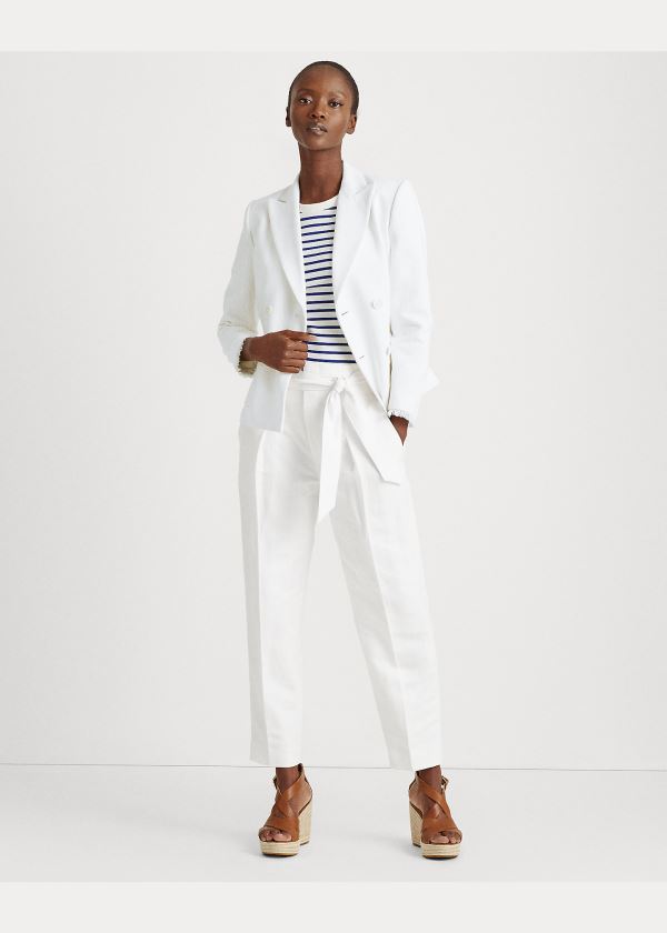 Ralph Lauren Fringe-Trim Bavlněné Jacket Bílé | oLmDl4Ak