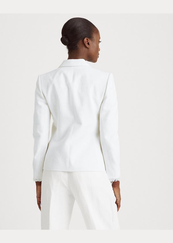 Ralph Lauren Fringe-Trim Bavlněné Jacket Bílé | oLmDl4Ak