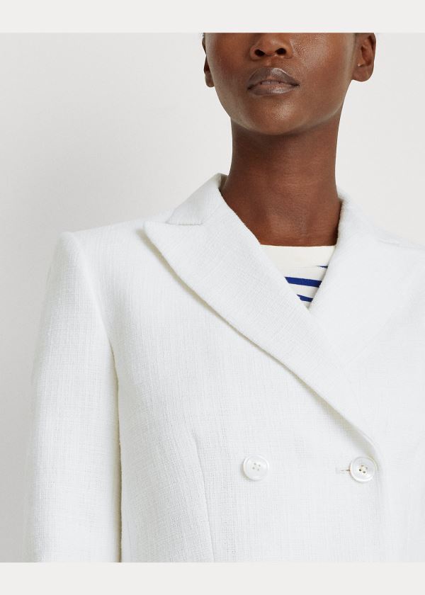 Ralph Lauren Fringe-Trim Bavlněné Jacket Bílé | oLmDl4Ak