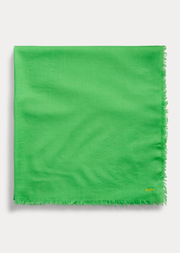 Ralph Lauren Fringe Wool-Blend Scarf Zelene | 2rmLExmD