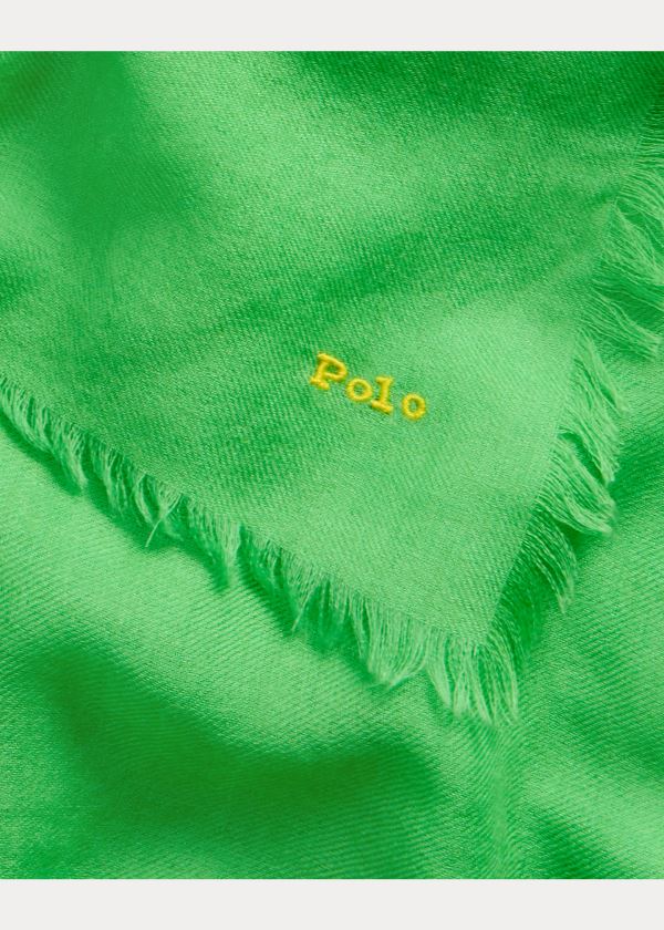 Ralph Lauren Fringe Wool-Blend Scarf Zelene | 2rmLExmD
