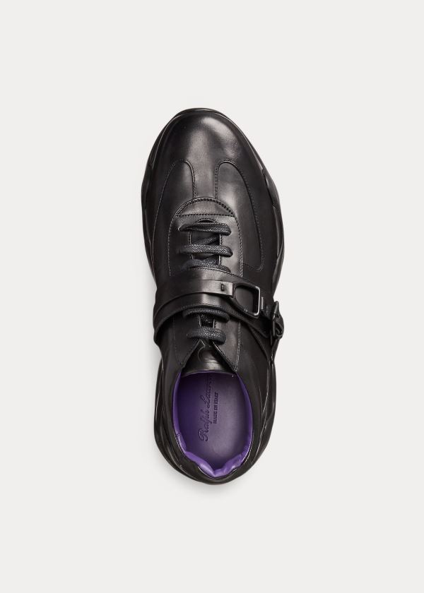 Ralph Lauren Garin Calfskin Sneakers Černé | 1s5HF8NV