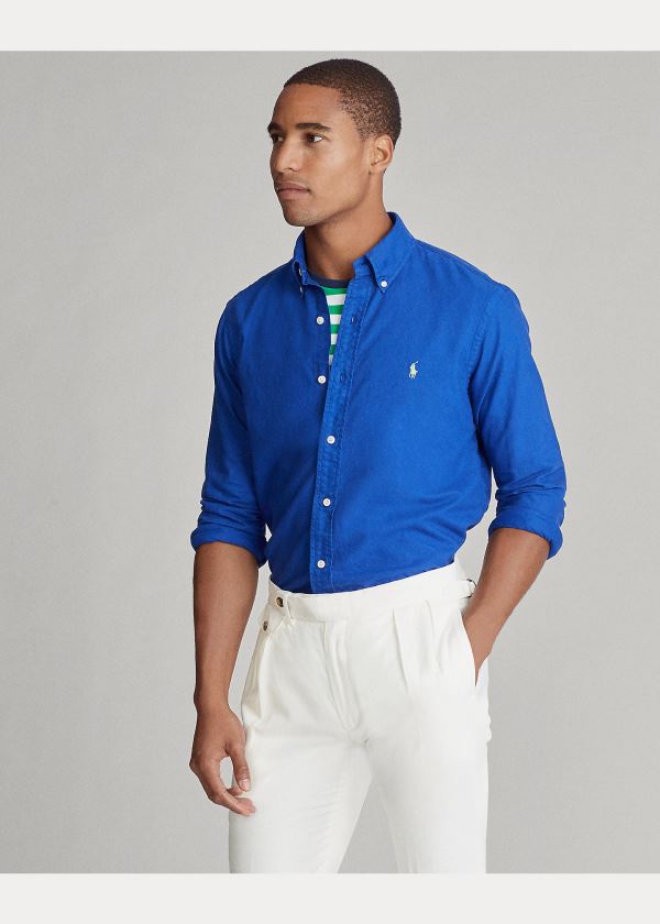 Ralph Lauren Garment-Dyed Oxford Shirt Královská Modrá Blankyt | LllRKjMM