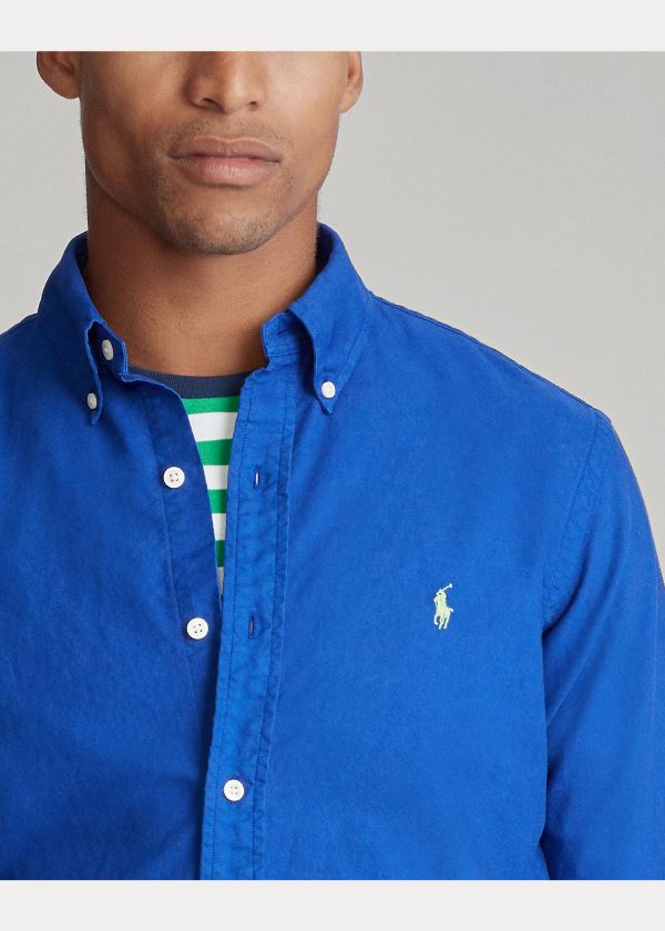 Ralph Lauren Garment-Dyed Oxford Shirt Královská Modrá Blankyt | LllRKjMM