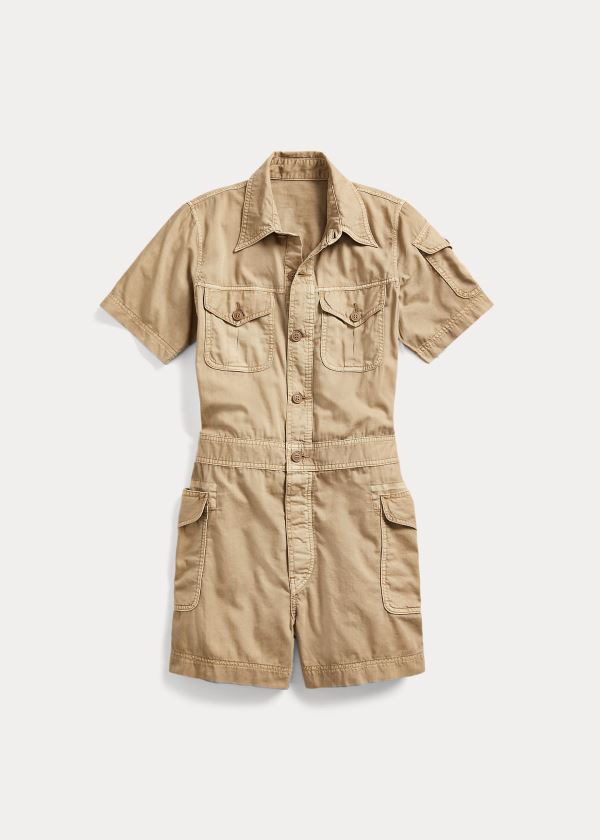 Ralph Lauren Garment-Dyed Twill Romper Světle Olivy Zelené | FHffD3LD