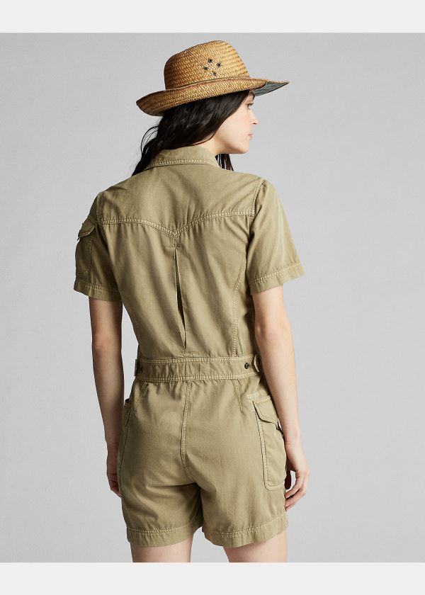 Ralph Lauren Garment-Dyed Twill Romper Světle Olivy Zelené | FHffD3LD