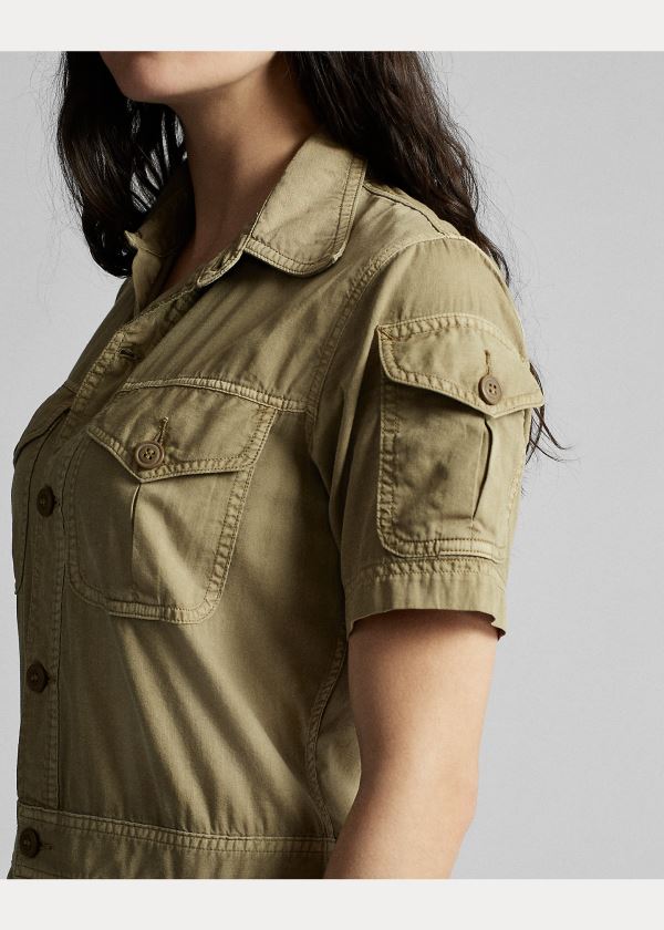 Ralph Lauren Garment-Dyed Twill Romper Světle Olivy Zelené | FHffD3LD