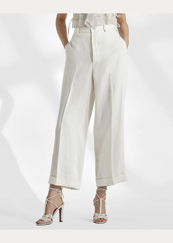 Ralph Lauren Gemma Linen Pant Bílé | yAtGUyCf