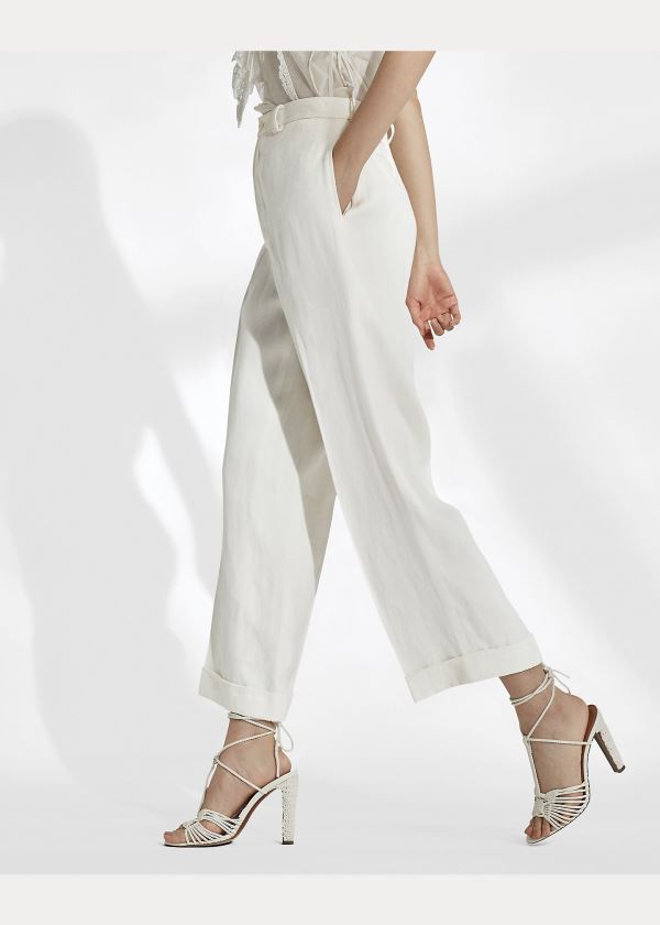 Ralph Lauren Gemma Linen Pant Bílé | yAtGUyCf