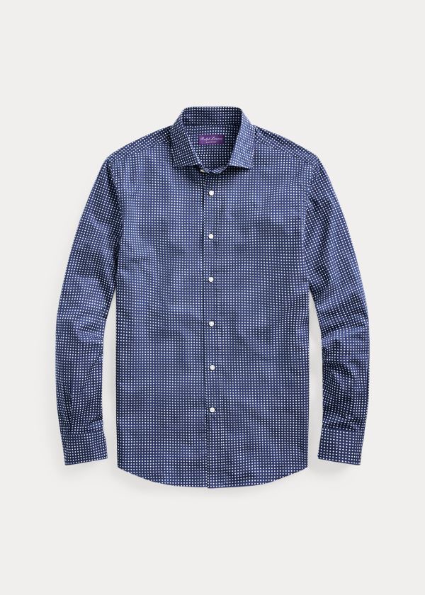 Ralph Lauren Geometric-Print Shirt Blankyt Bílé | aqKDBzfL
