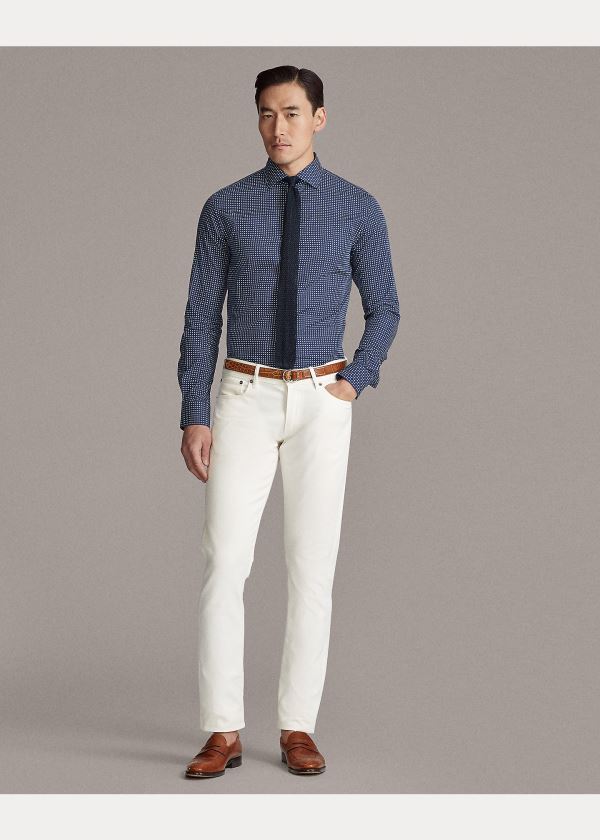 Ralph Lauren Geometric-Print Shirt Blankyt Bílé | aqKDBzfL