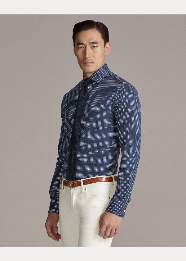 Ralph Lauren Geometric-Print Shirt Blankyt Bílé | aqKDBzfL