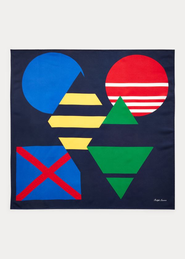 Ralph Lauren Geometric Silk Scarf Tmavě Blankyt Červené Zelene Žluté | JmeqrEy8