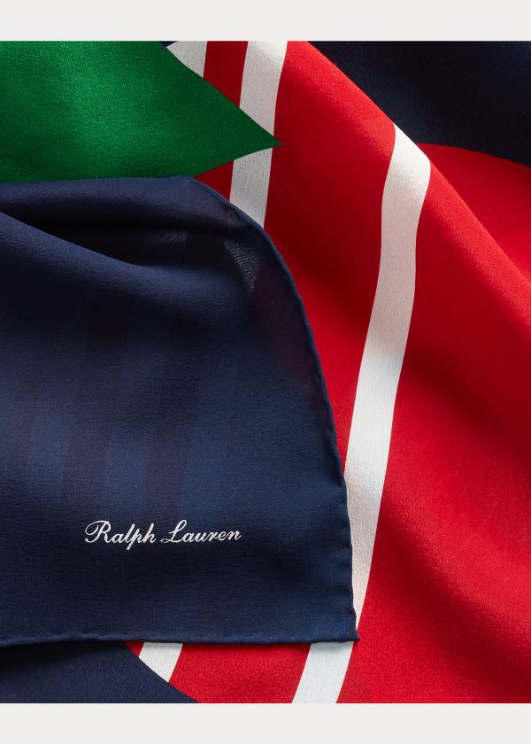 Ralph Lauren Geometric Silk Scarf Tmavě Blankyt Červené Zelene Žluté | JmeqrEy8