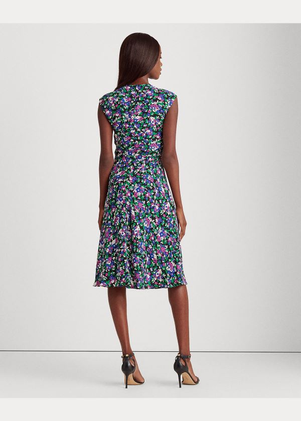 Ralph Lauren Georgette Cap-Sleeve Šaty Černé Viacfarebný | 9hCVh0io