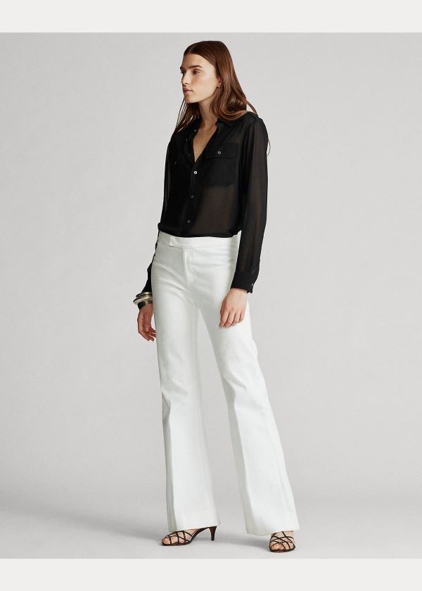 Ralph Lauren Georgette Military Shirt Černé | NnX32vaP