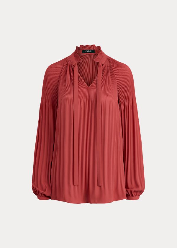 Ralph Lauren Georgette Tie-Neck Top Růžové | bnWP8Y93