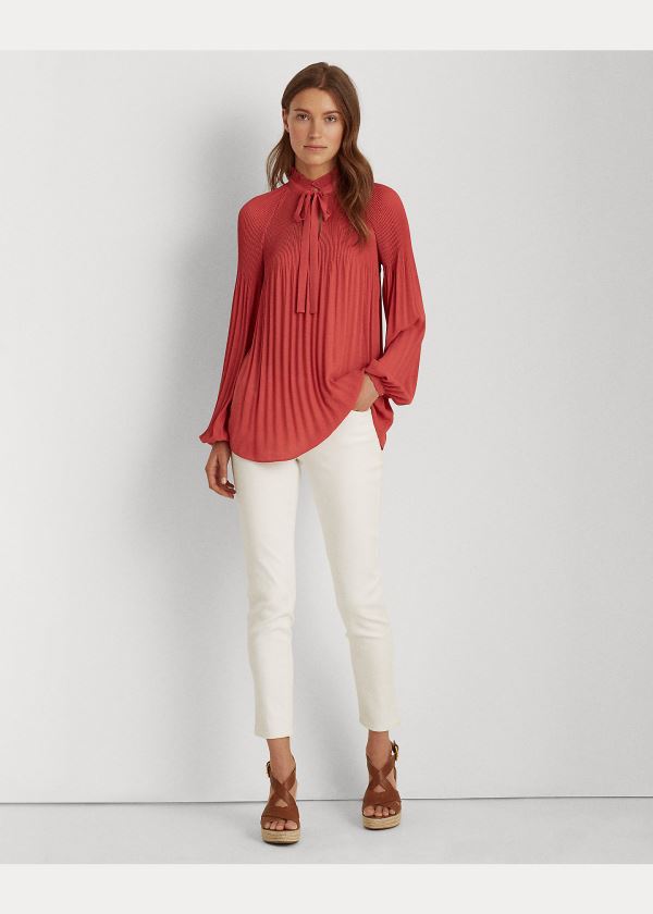 Ralph Lauren Georgette Tie-Neck Top Růžové | bnWP8Y93