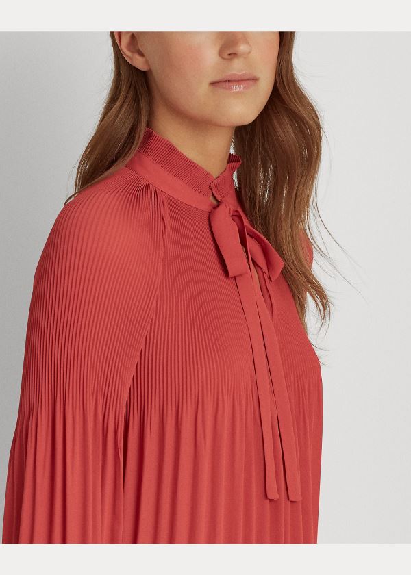 Ralph Lauren Georgette Tie-Neck Top Růžové | bnWP8Y93