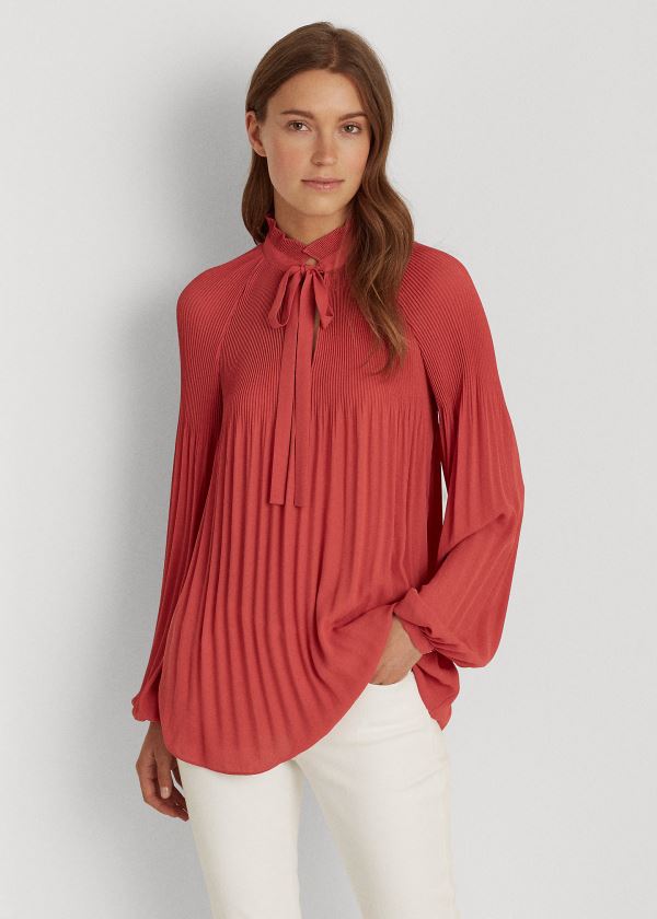 Ralph Lauren Georgette Tie-Neck Top Růžové | bnWP8Y93