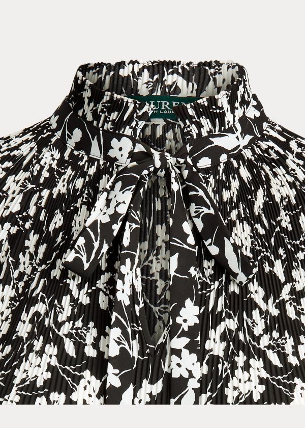 Ralph Lauren Georgette Tie-Neck Top Černé Bílé | ZsWxBnjV