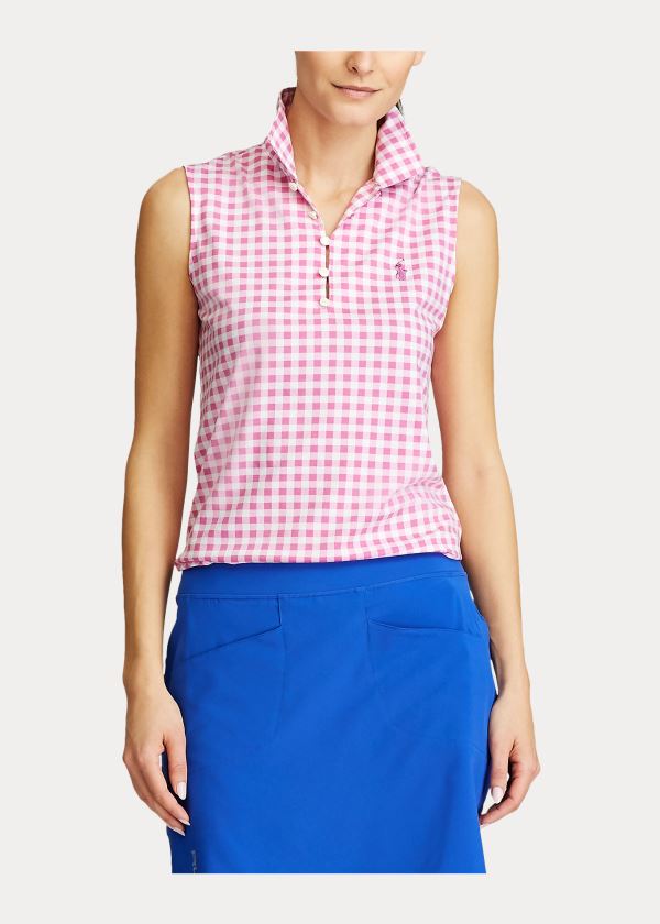 Ralph Lauren Gingham Bez Rukávů Golfové Polo Růžové | lBGN55Yc